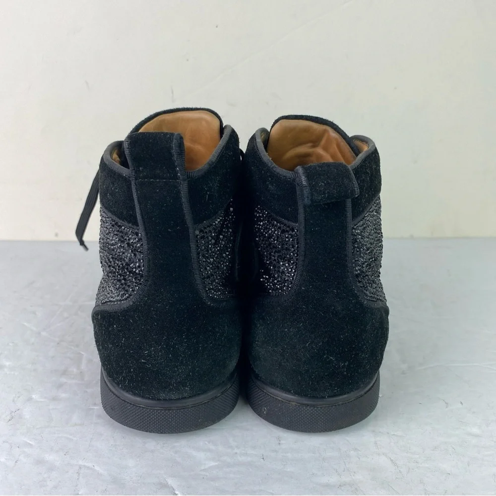 Christian Louboutin Black Suede Chukka Boots with Crystal Toe